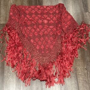 Mexican Dark Mauve Shawl with Fringe